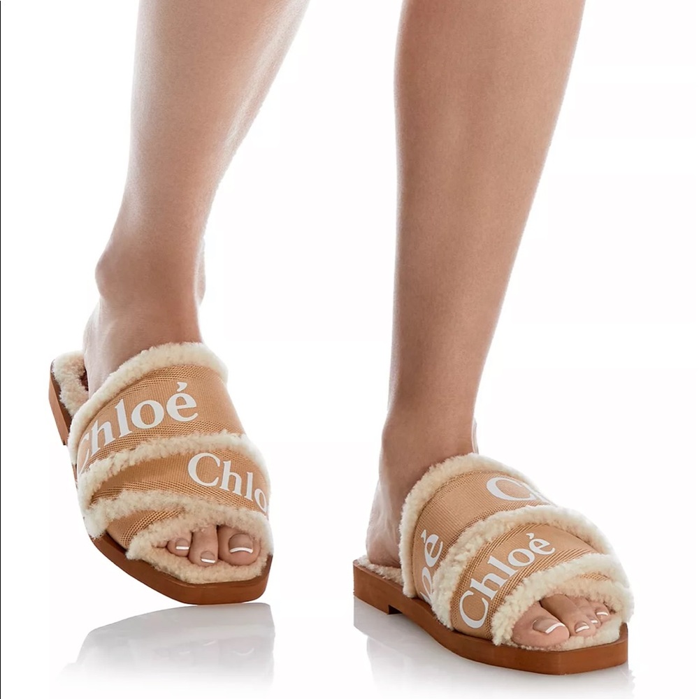 Chloé - NEW Woody Shearling Slide Sandals